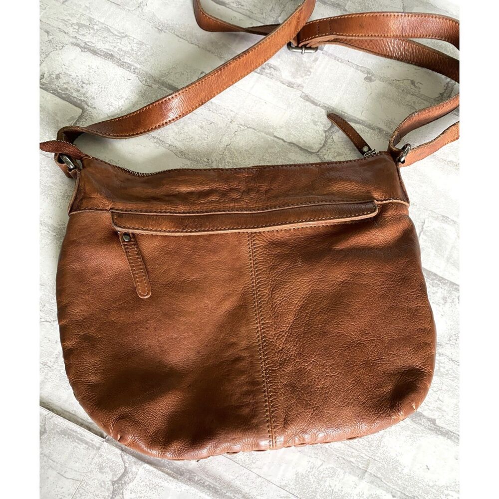 Anthro Vilenca Holland Cognac Leather Woven Crossbody Bag Boho Chic Timeless - Picture 4 of 10